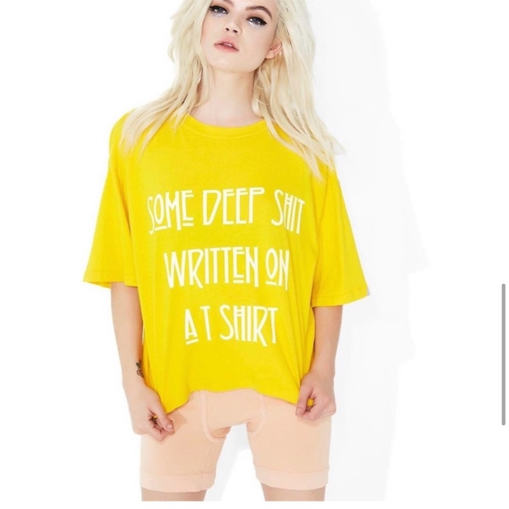 NWT REVOLVE Daydream Nation Deep Shit Tee in Golden Child Cotton Size Small